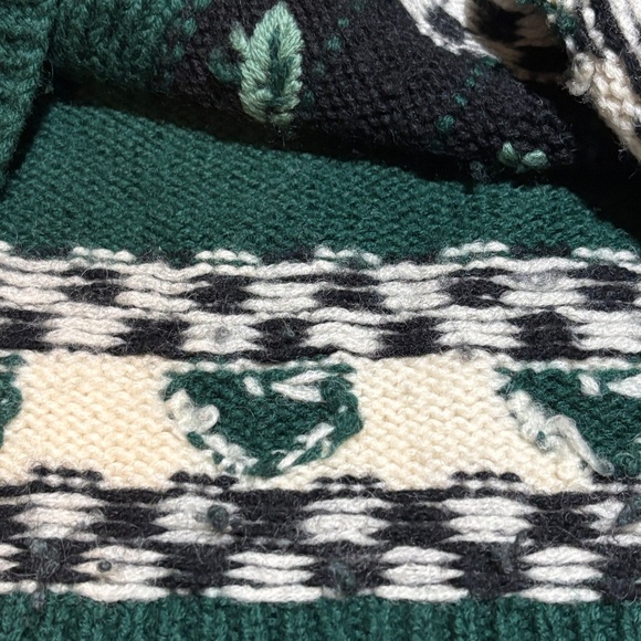 Vtg NORDSTROM Point Of View 100% Wool Embroidery Cardigan Sweater Sz S Holidays - Picture 7 of 12